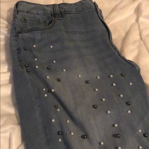 Jeans with Pearl Accents